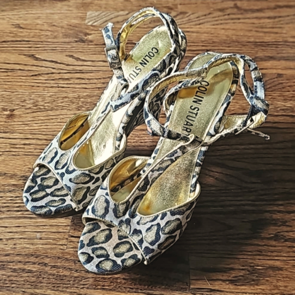Colin Stuart Leopard Print Women's 5" Sandals - Size 7B